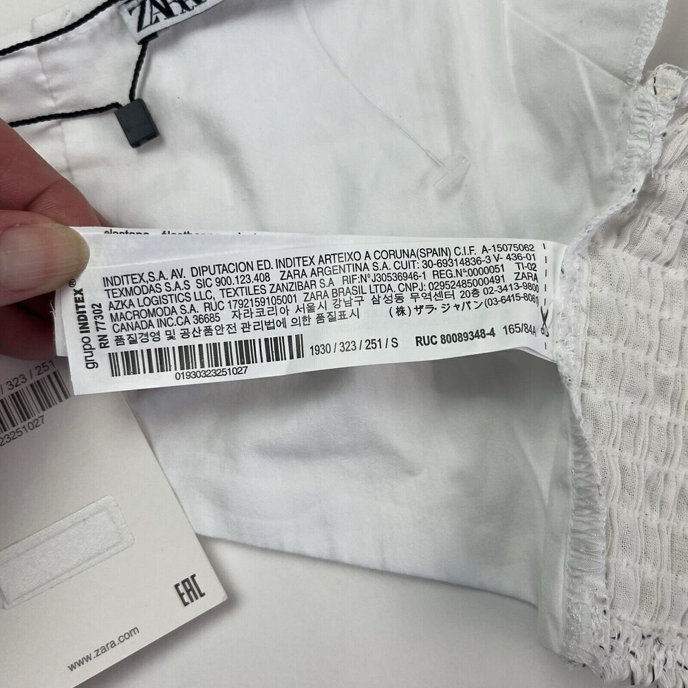 ZARA Ruffle Sleeve Crop Top Small White - Picture 11 of 13